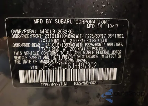 2018 Subaru Forester 2.5I Premium z USA, uszkodzony, nr VIN JF2SJAEC6JH497302